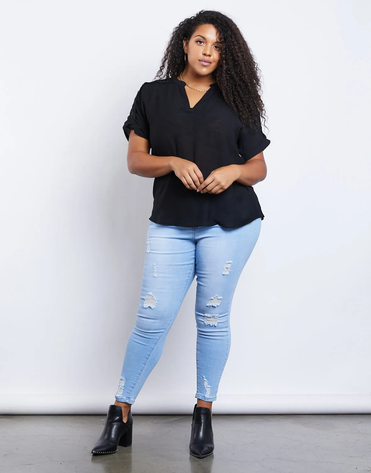 Plus Size Lightweight Woven Tee