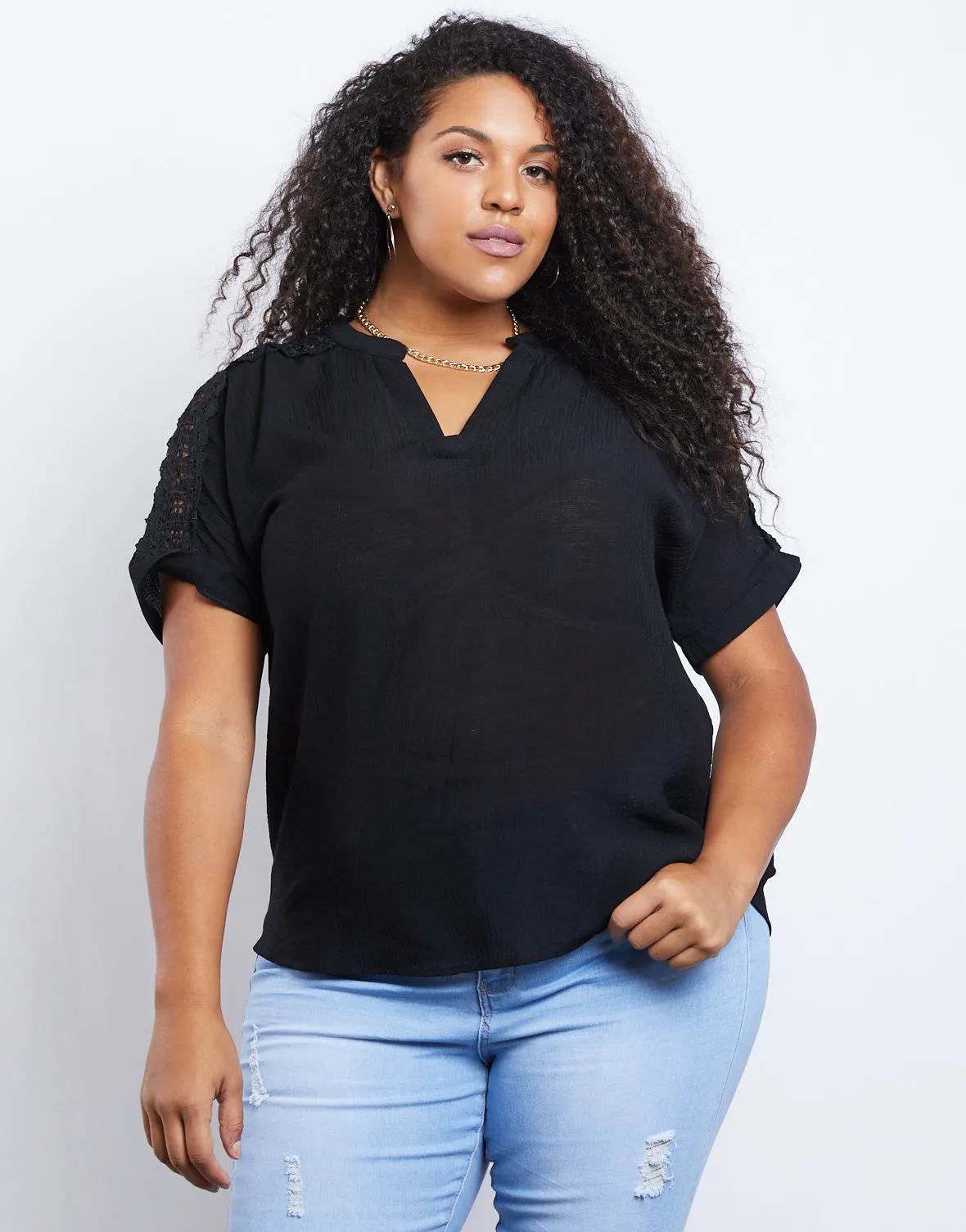 Plus Size Lightweight Woven Tee