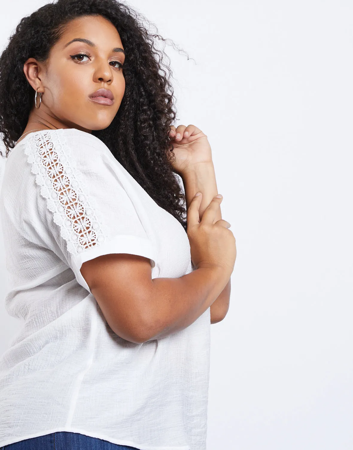 Plus Size Lightweight Woven Tee