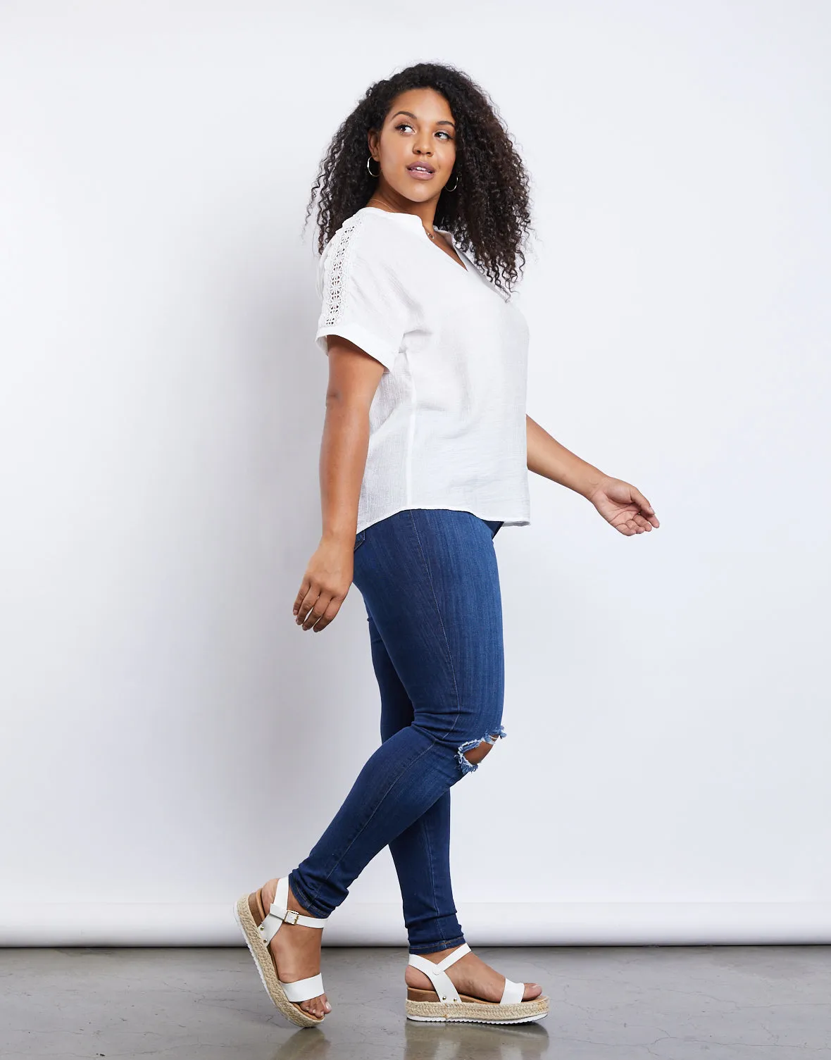 Plus Size Lightweight Woven Tee