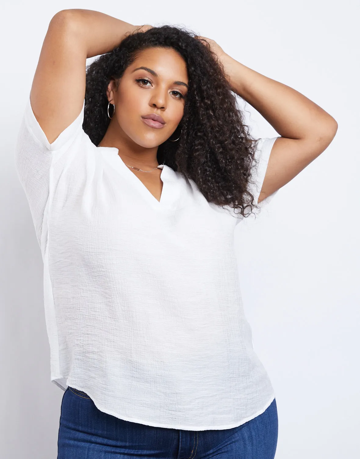 Plus Size Lightweight Woven Tee