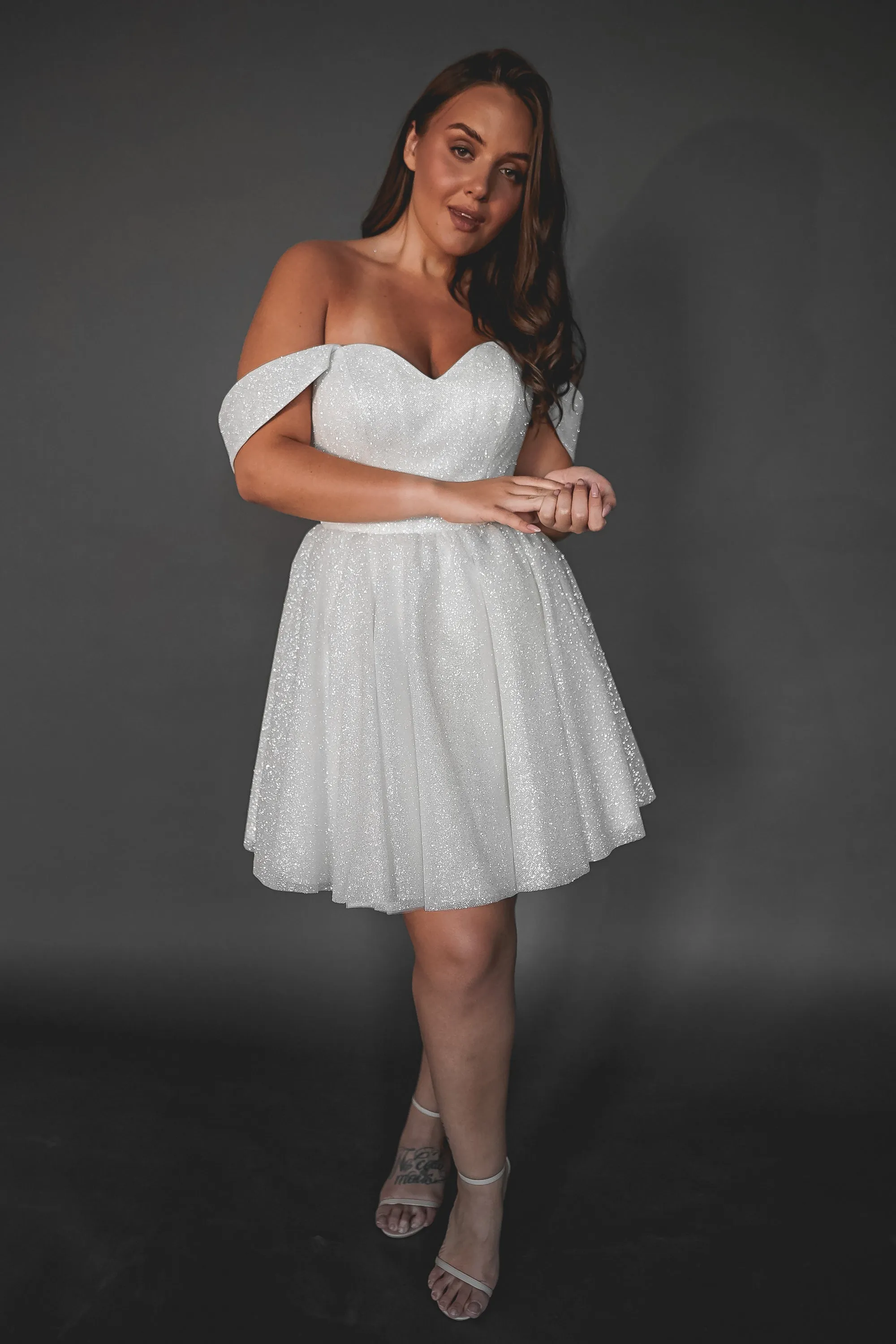 Plus Size Short Sparkly Wedding Dress Milana