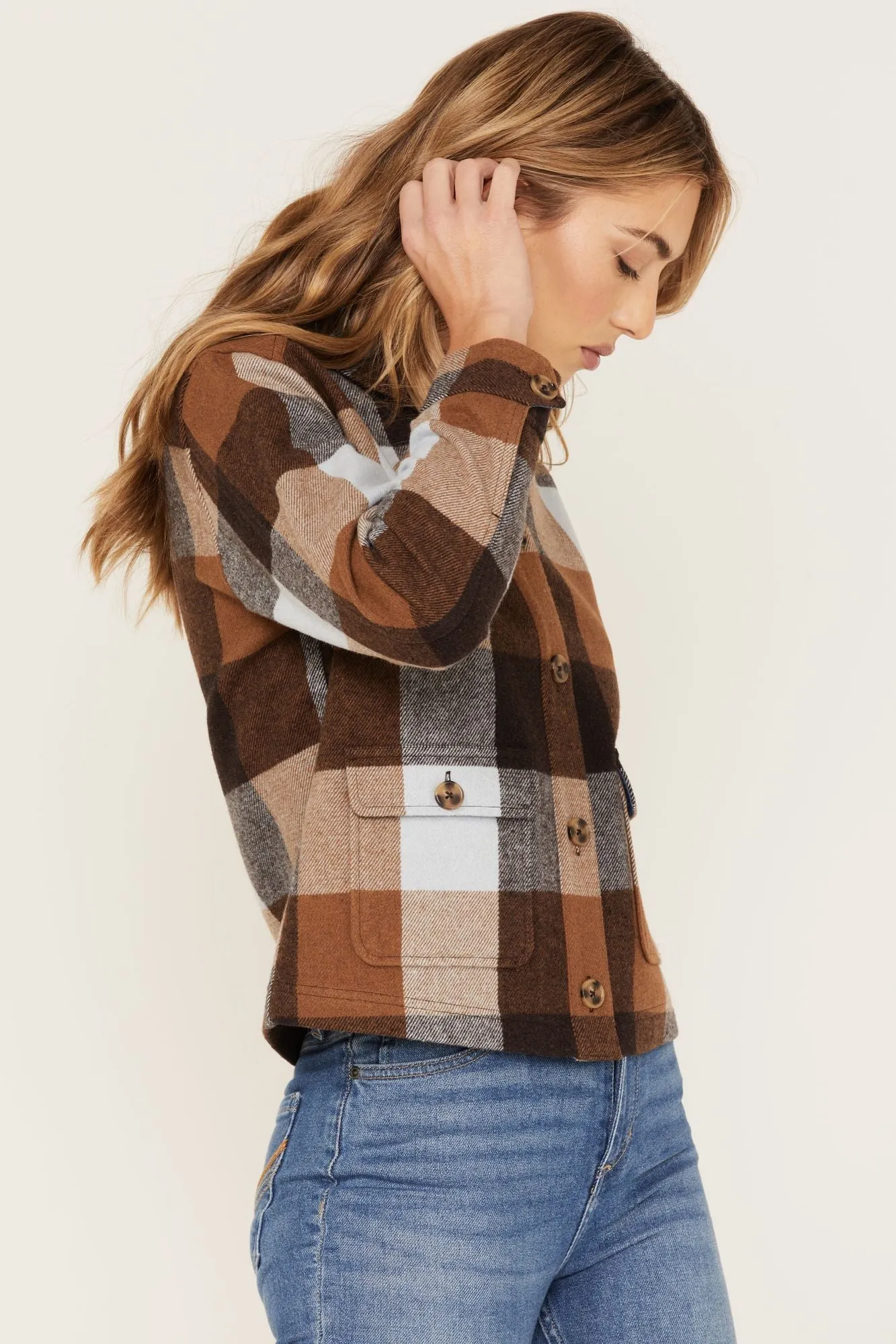 Pocket Days Plaid Print Shacket Jacket