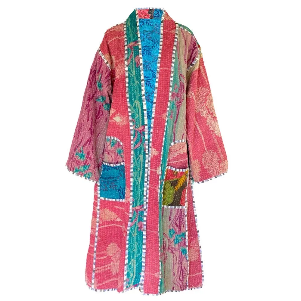 Radra Cotton Vintage Quilted Kantha Coat ONE OF KIND