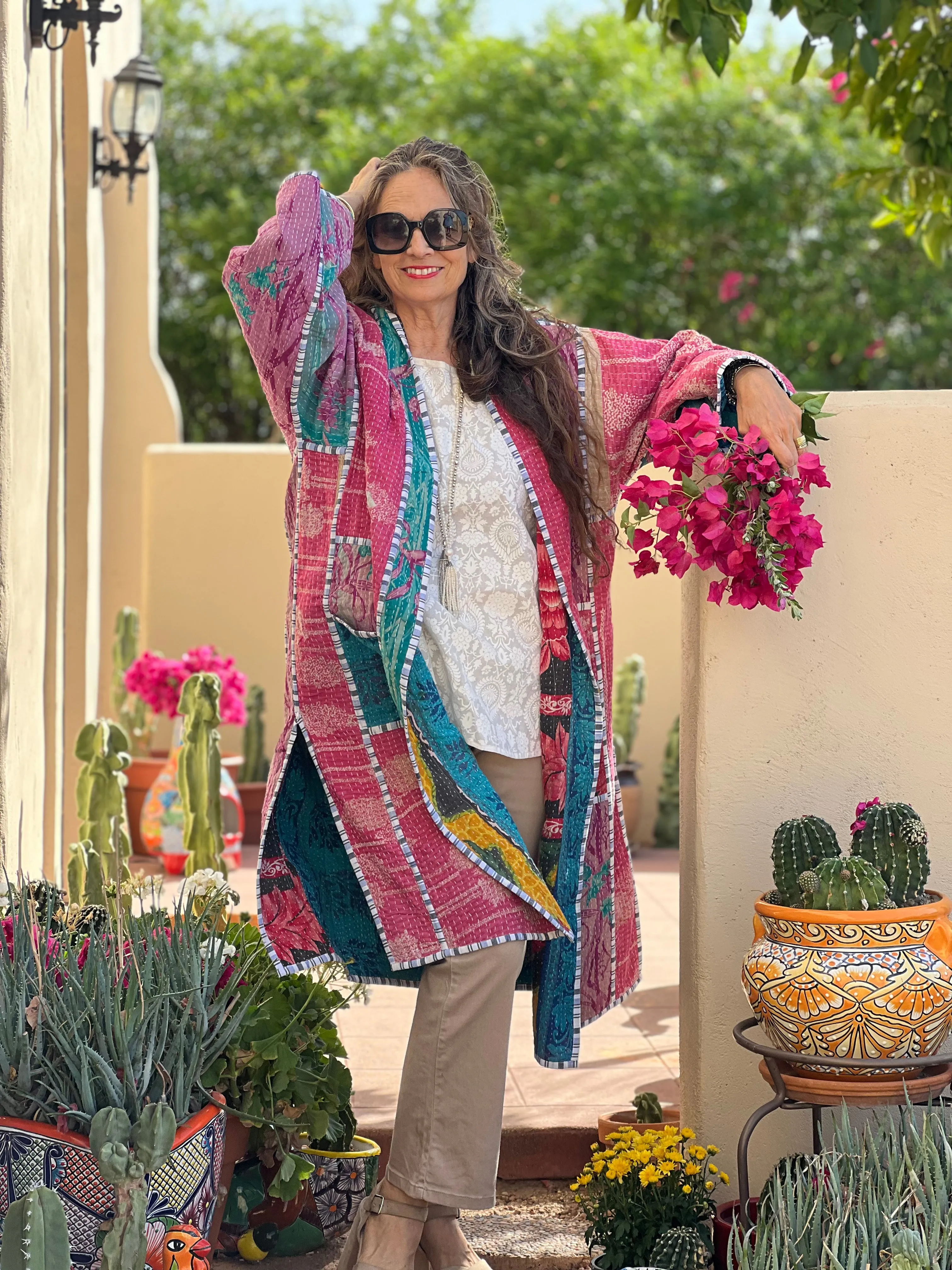 Radra Cotton Vintage Quilted Kantha Coat ONE OF KIND