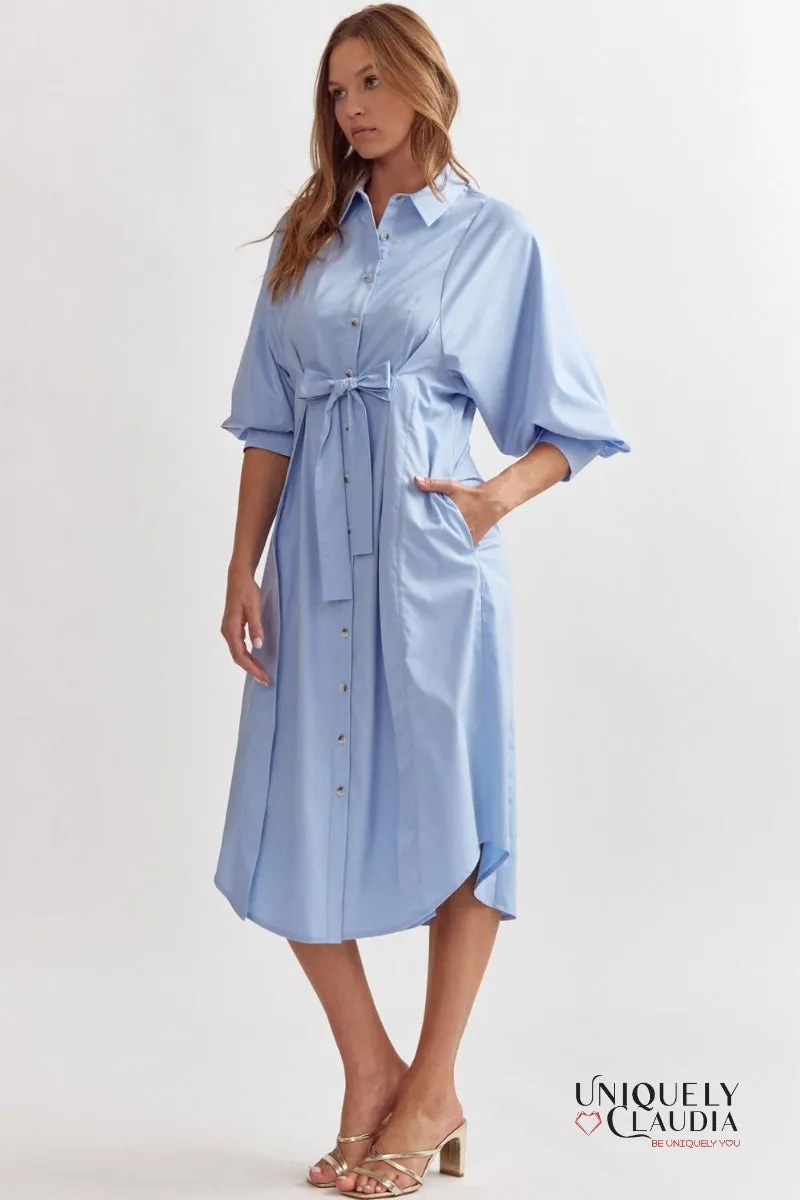 Rafaela Tie Front Button-Down Midi Dress