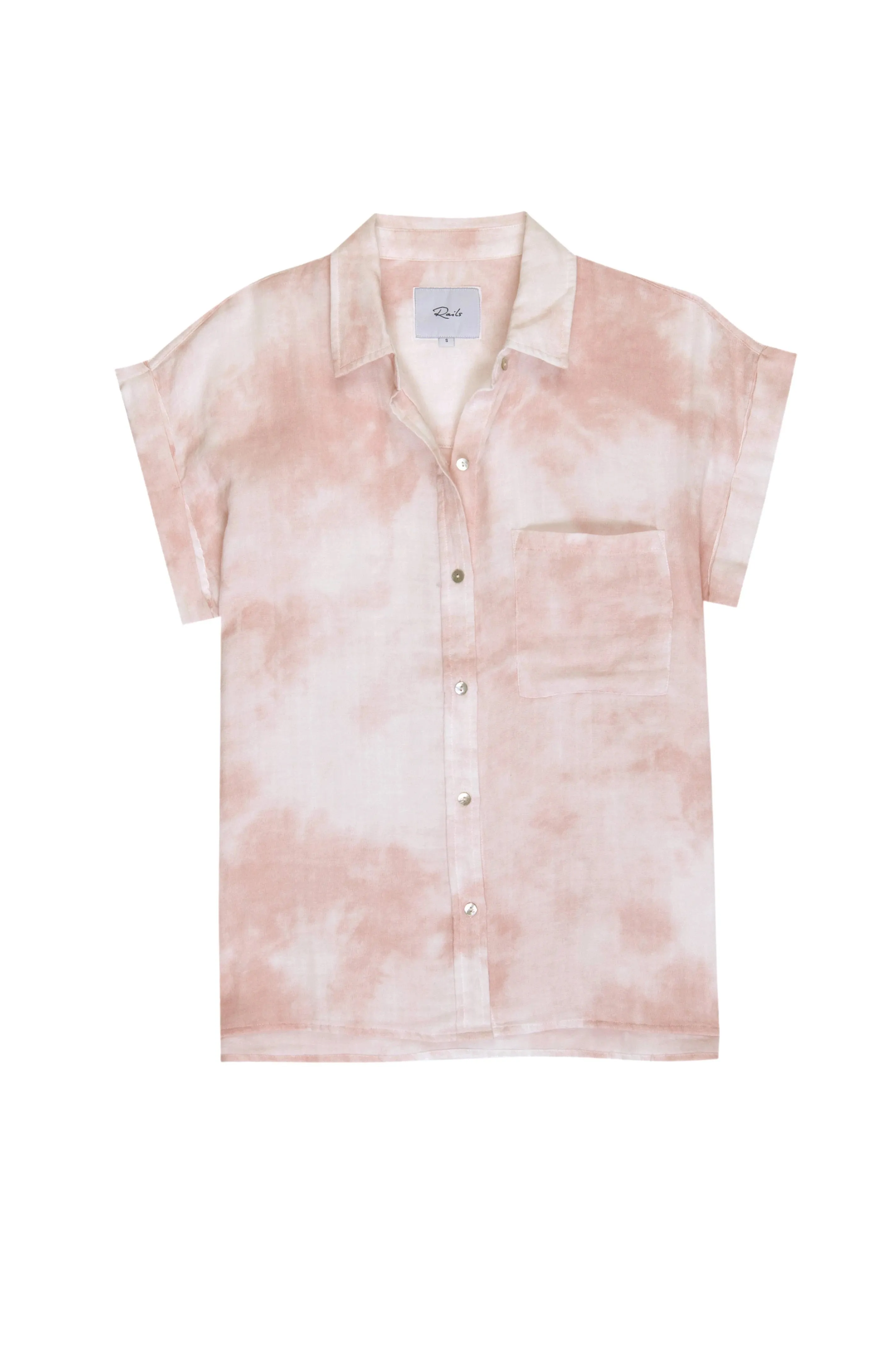 Rails - Whitney Button-Down Shirt in Peach Pink Tie Dye