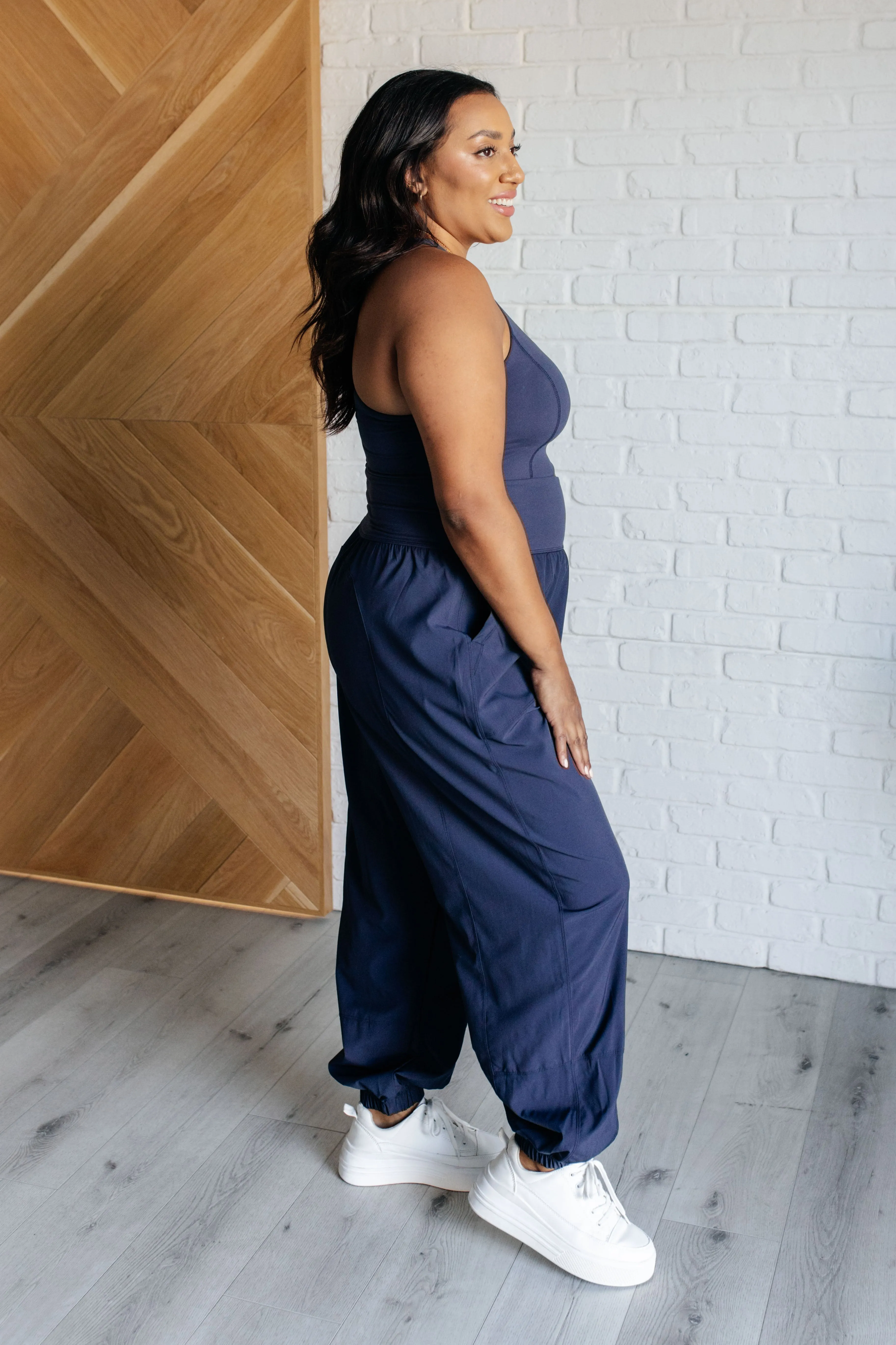 Raising Heart Rate Cut Out Jumpsuit in Navy