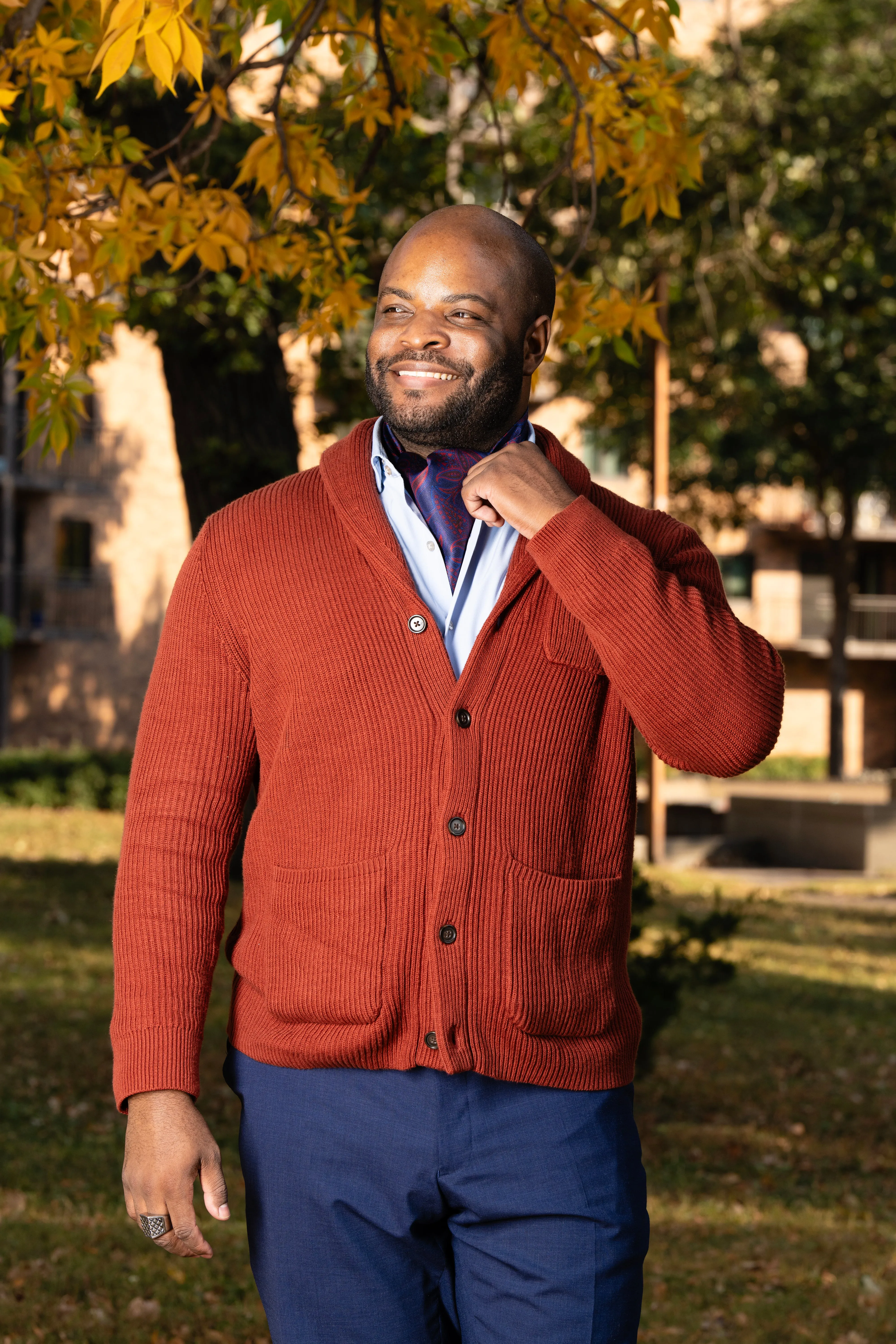 Red & Blue Paisley Silk Ascot