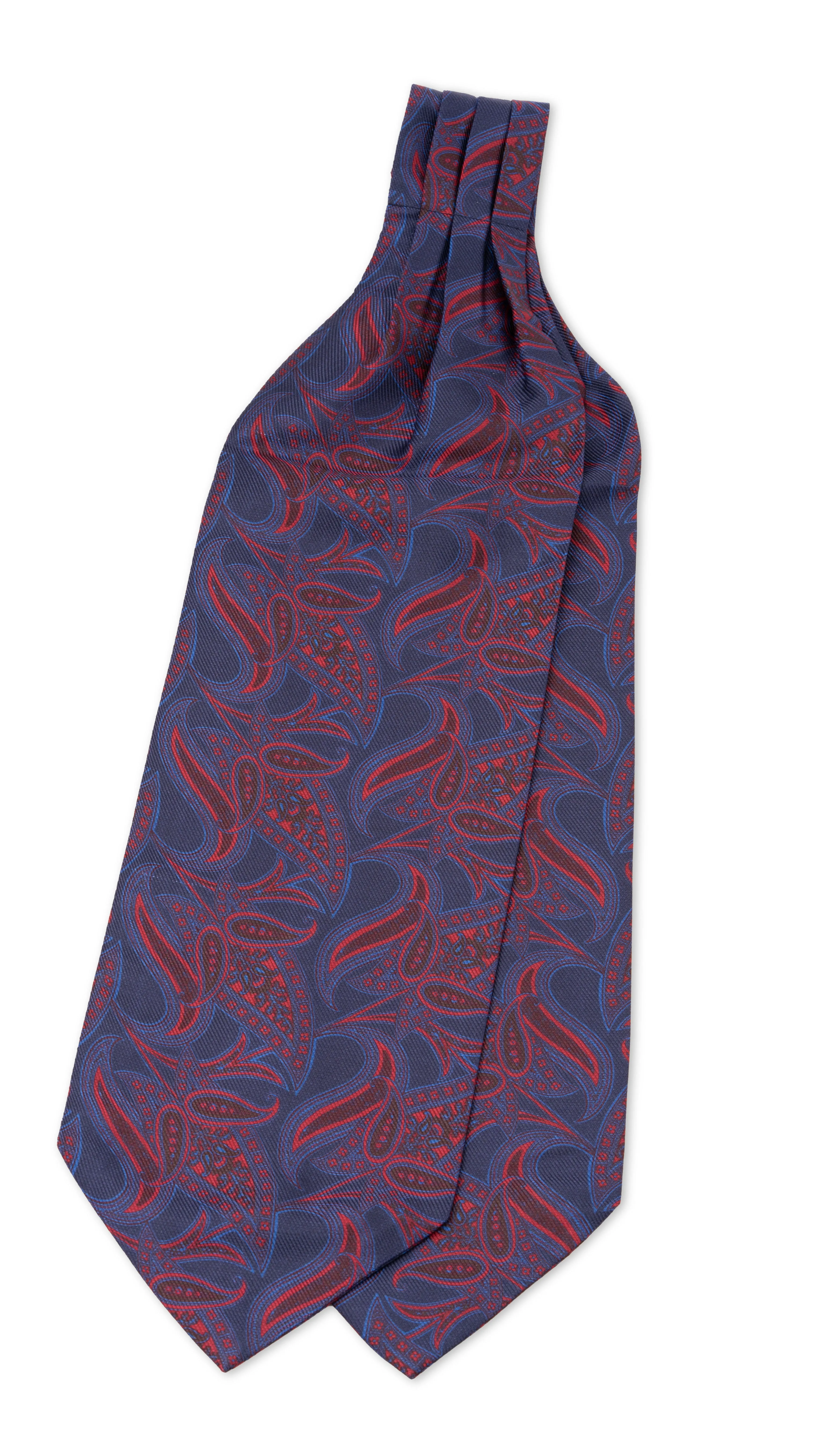 Red & Blue Paisley Silk Ascot