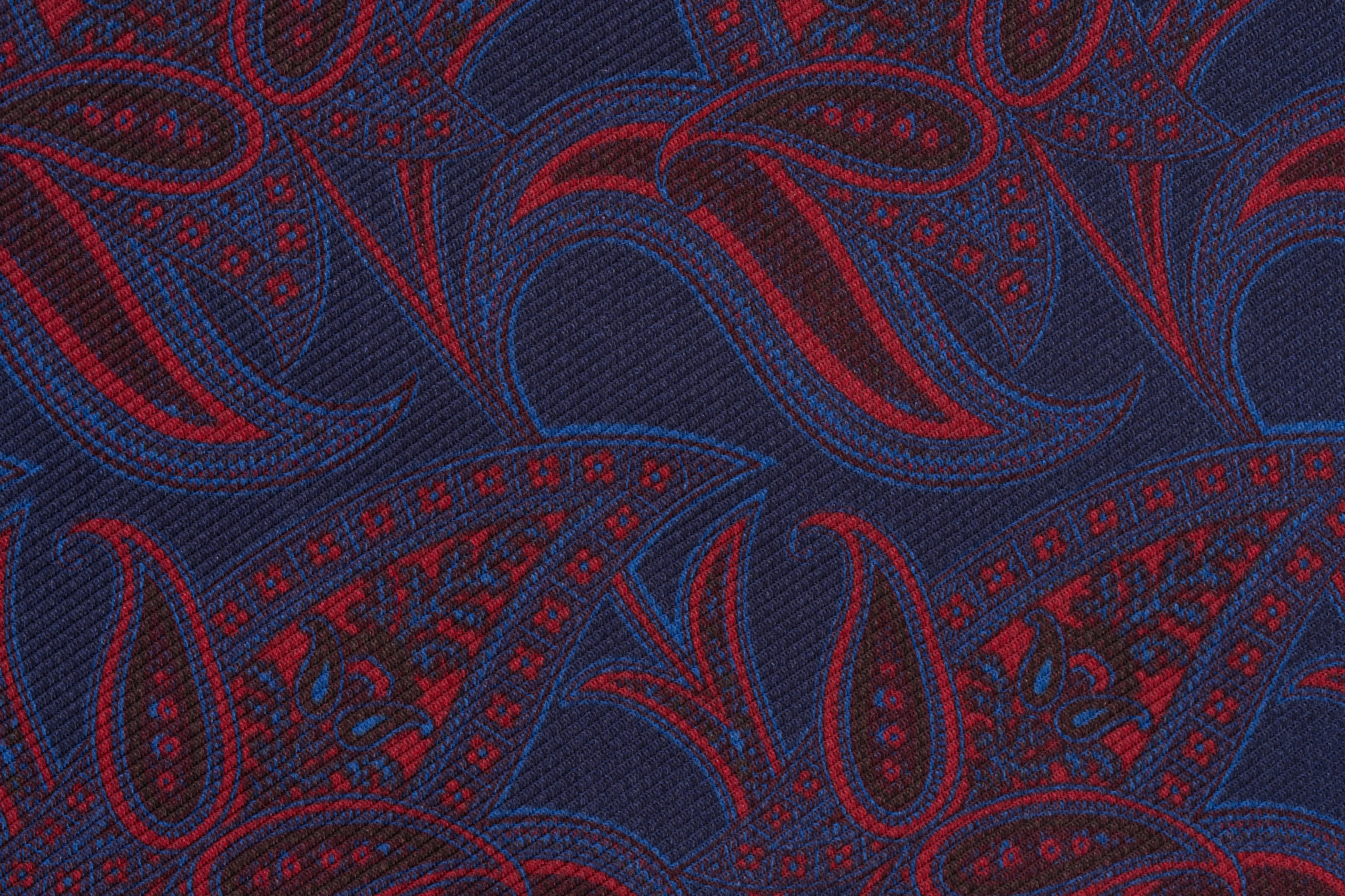 Red & Blue Paisley Silk Ascot