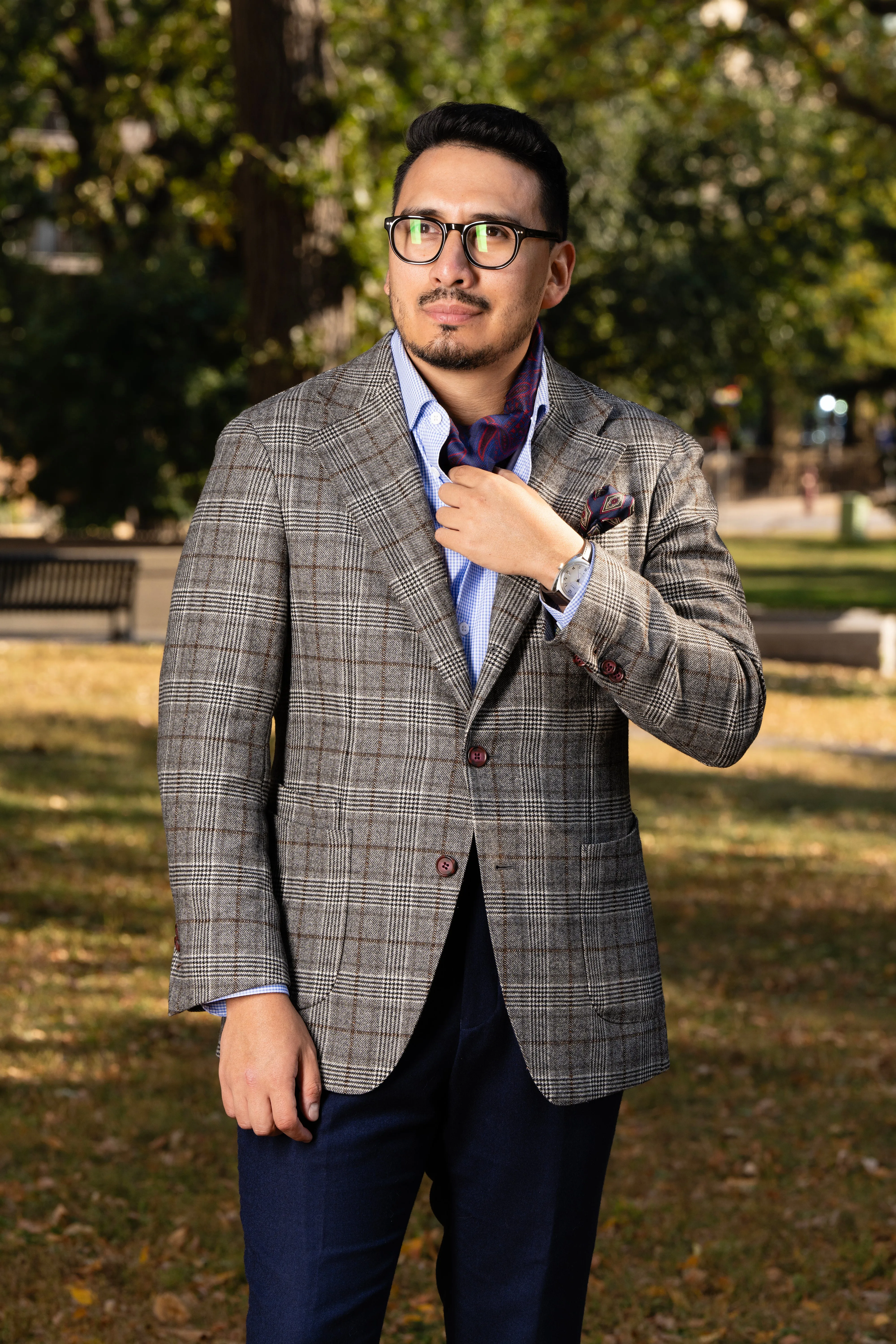 Red & Blue Paisley Silk Ascot