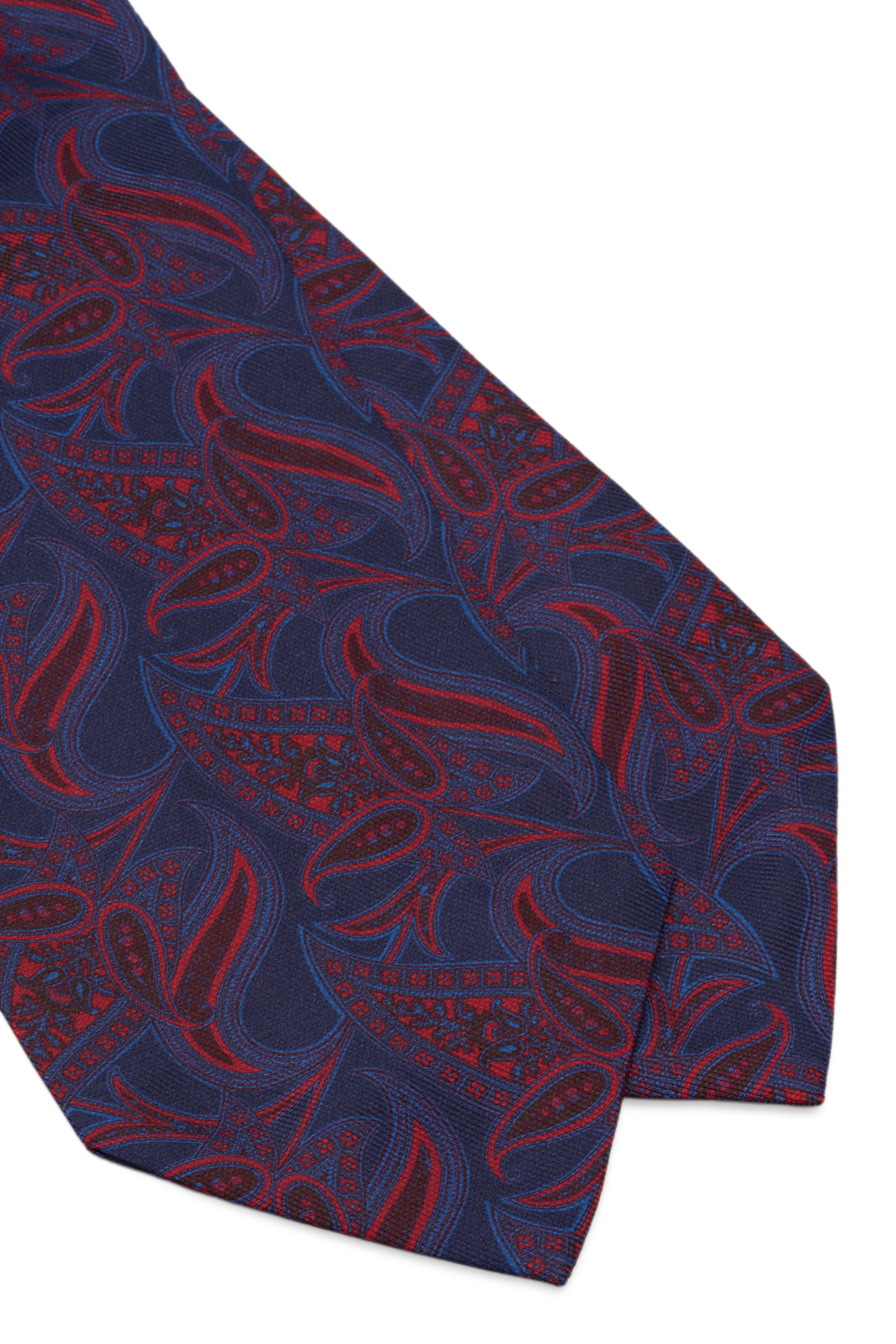 Red & Blue Paisley Silk Ascot