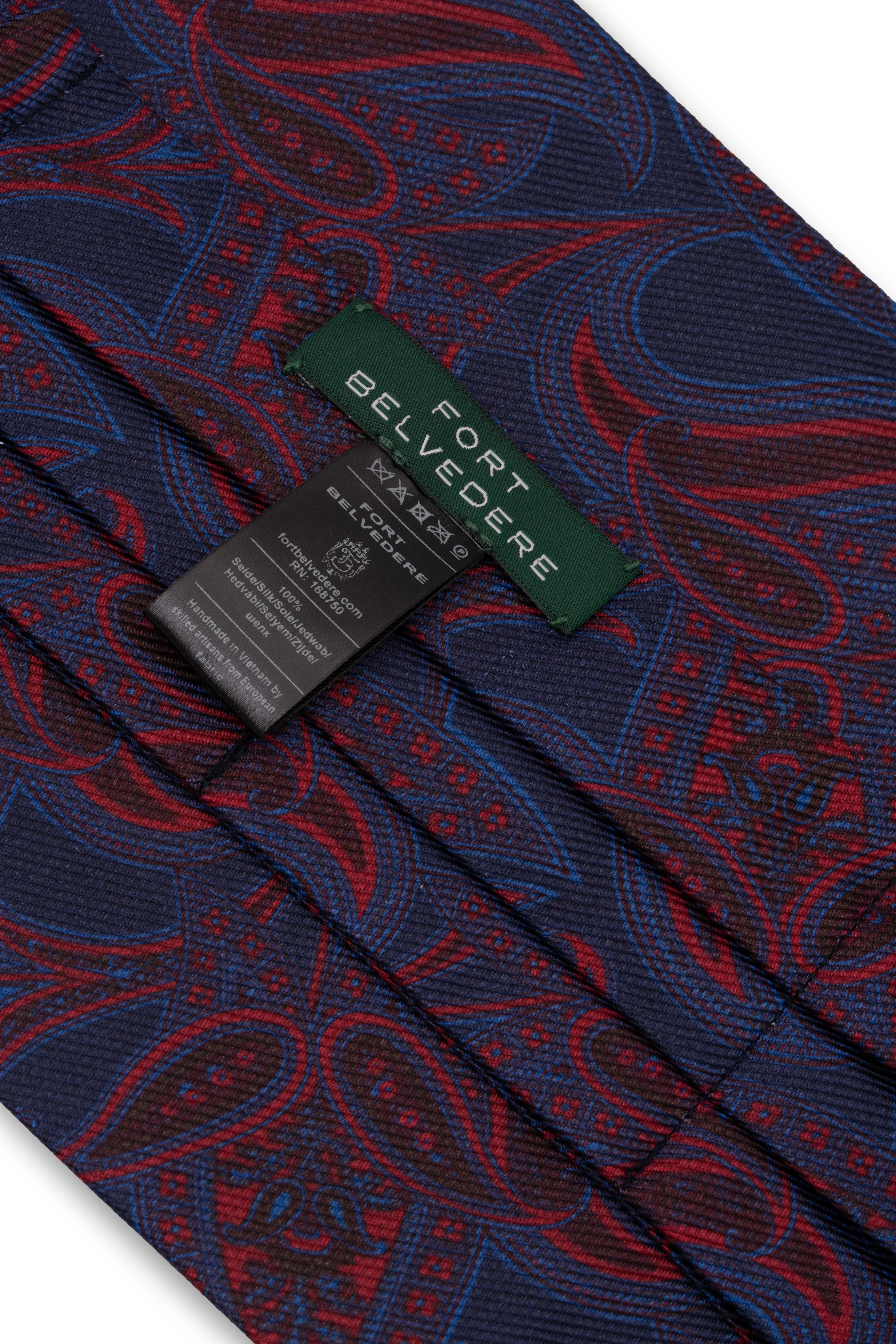 Red & Blue Paisley Silk Ascot