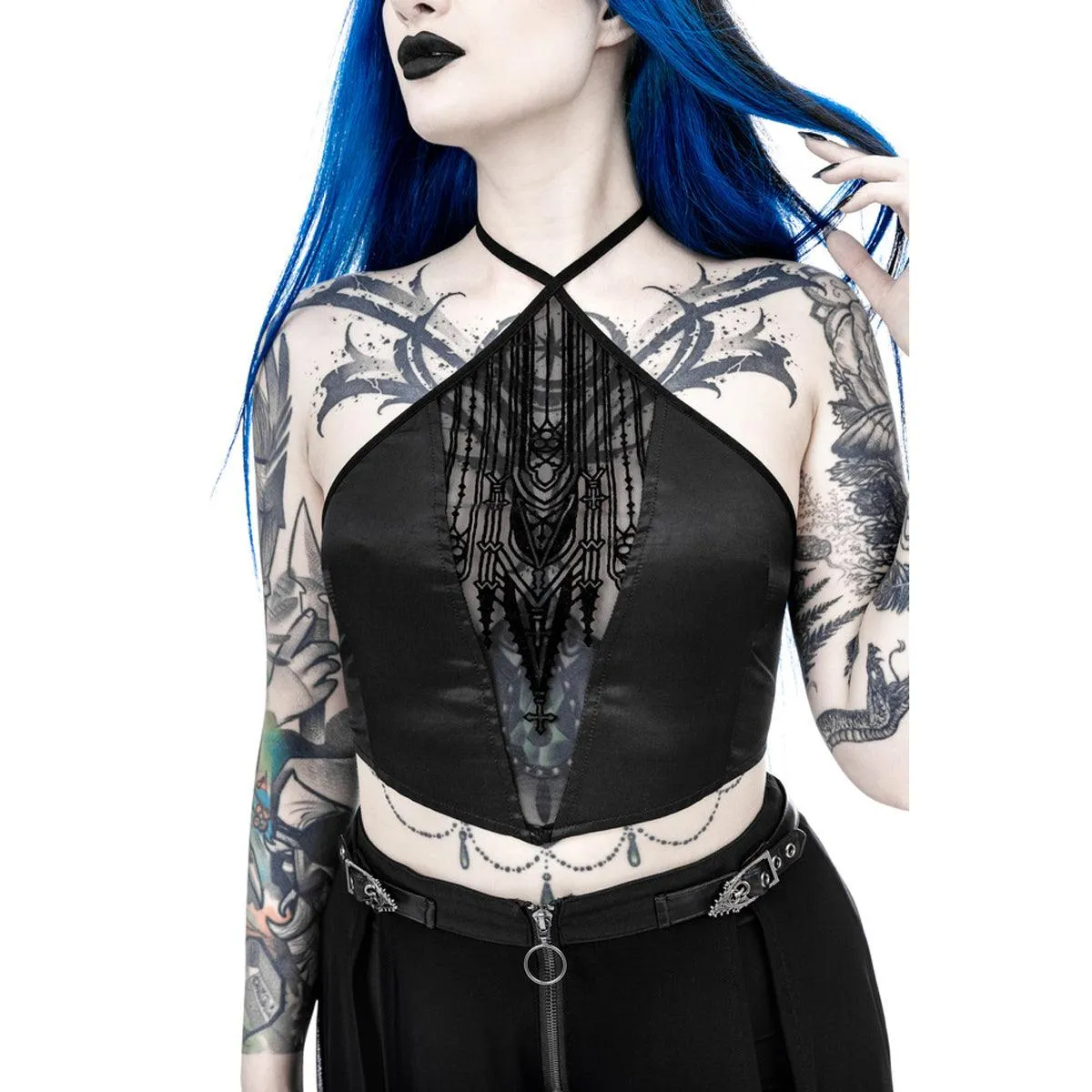 Restyle - AFTERLIFE - Halterneck Top, gothic fashion