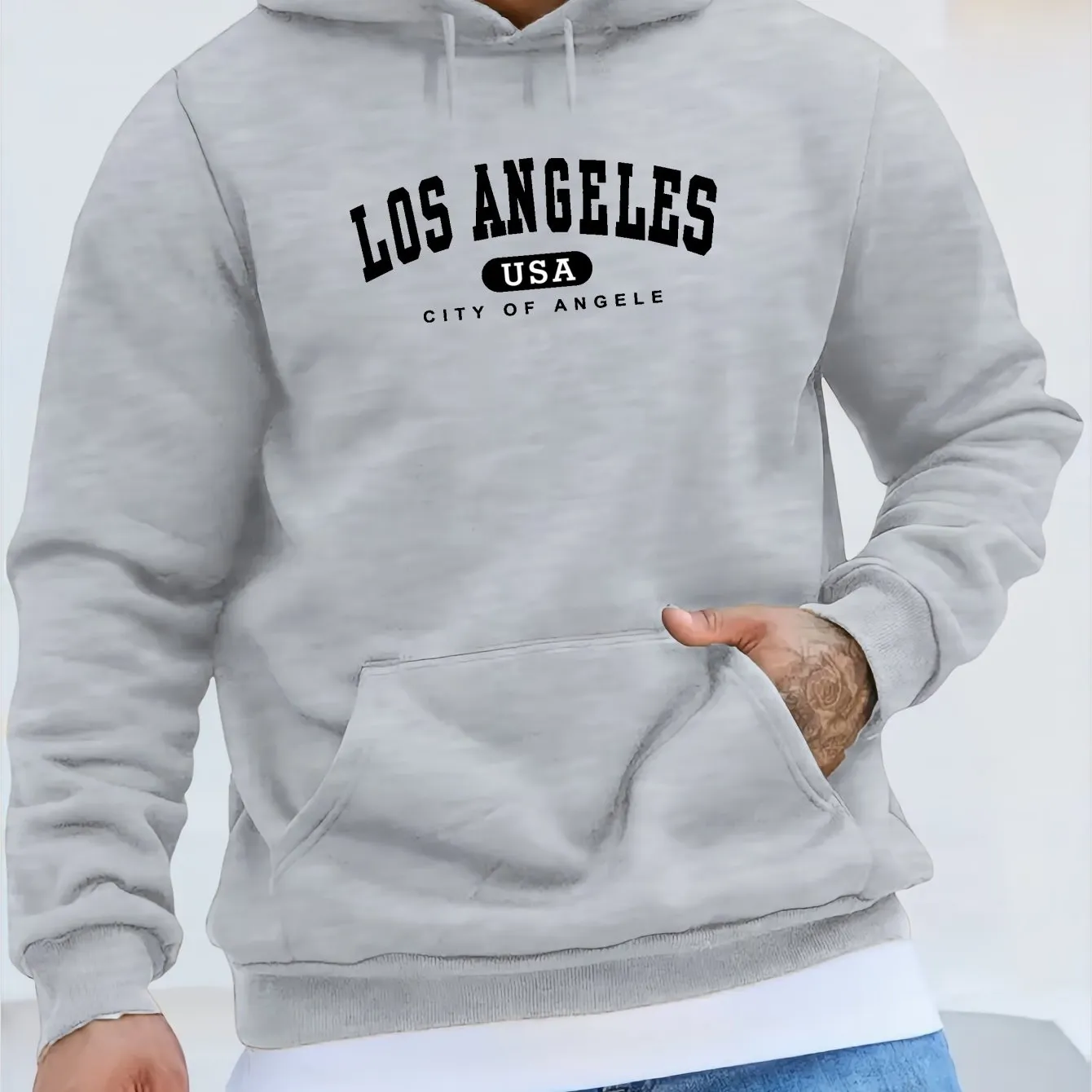 Retro Letter Print Hoodie  Mens Casual Graphic Sweatshirt