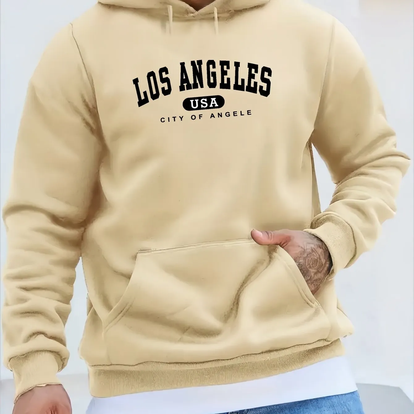 Retro Letter Print Hoodie  Mens Casual Graphic Sweatshirt