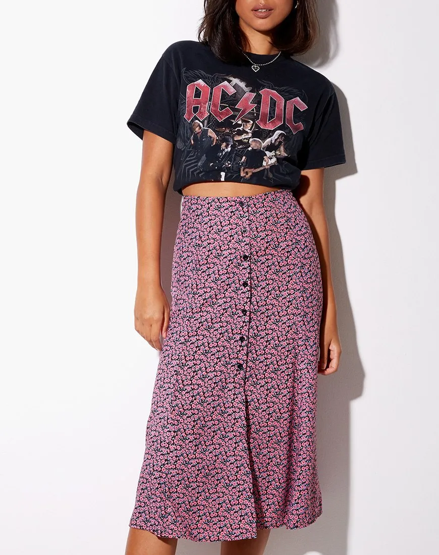 Sanya Midi Skirt in Floral Fun Pink