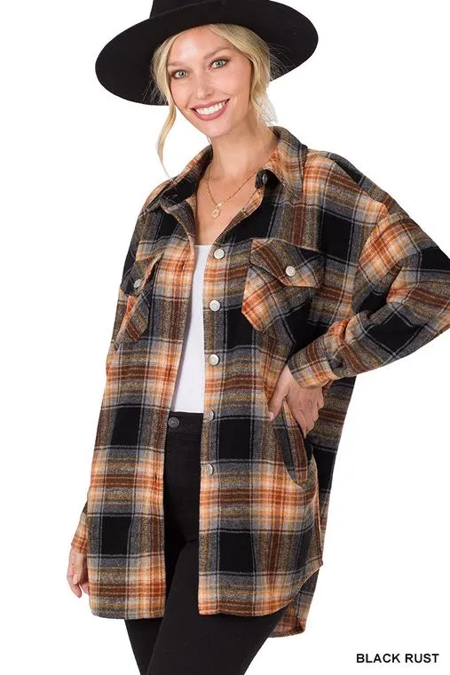 September Sunsets Oversized Plaid Shacket