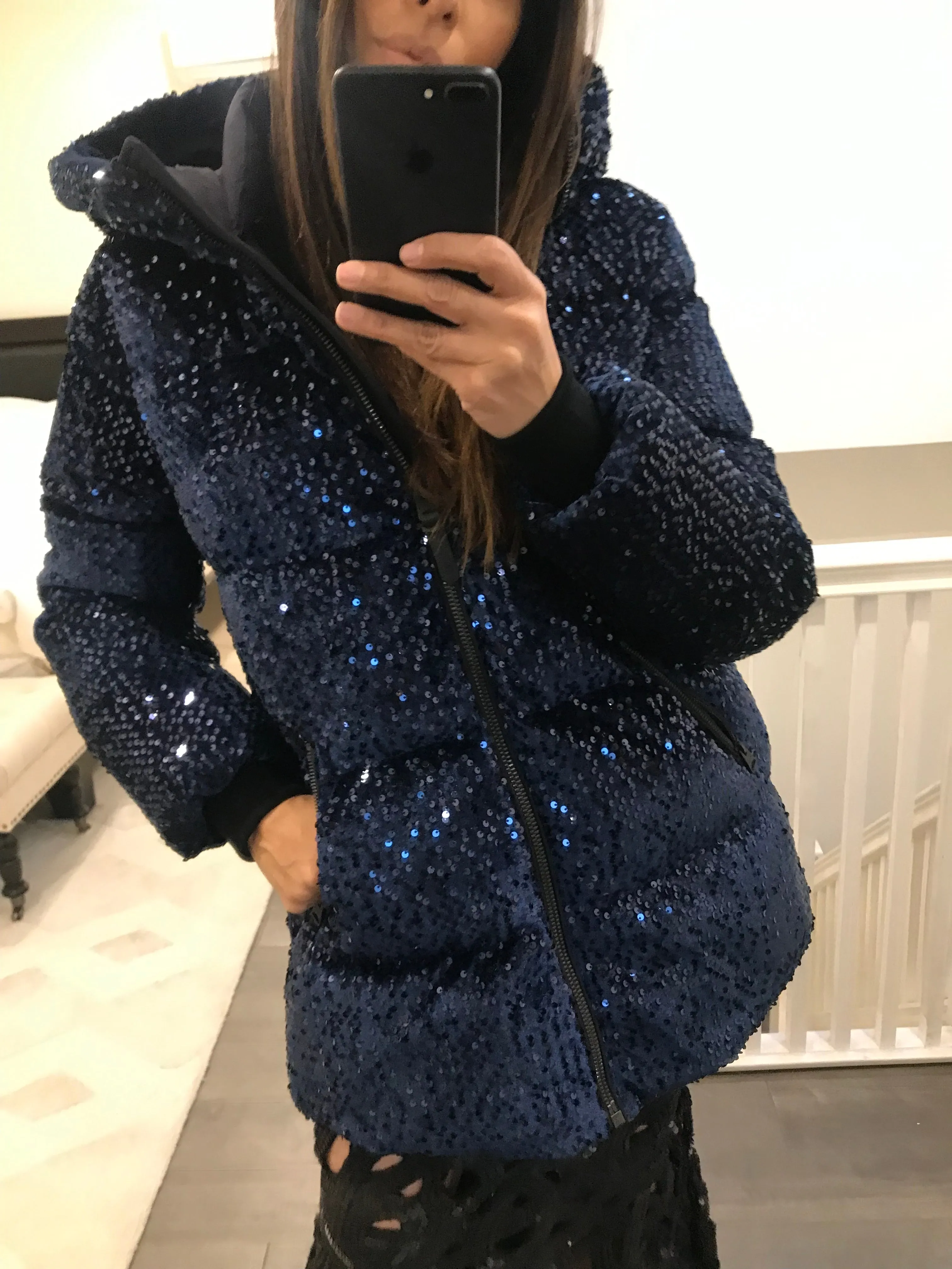 Sequin Quilted Puffer