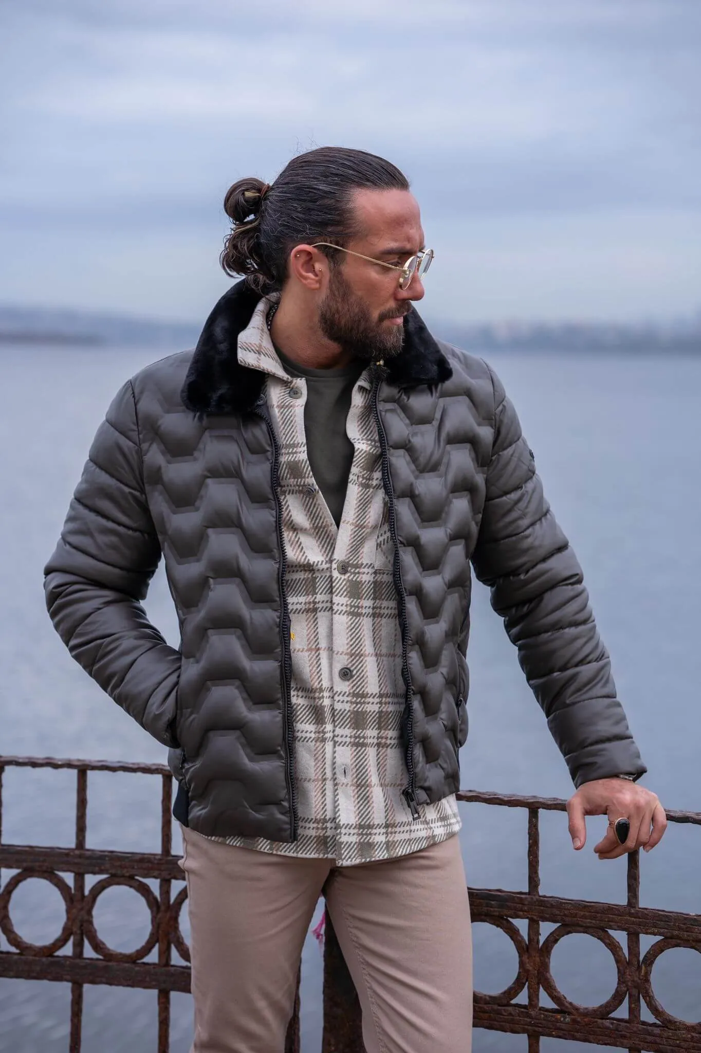 Serengeti Quilted Khaki Bomber Jacket