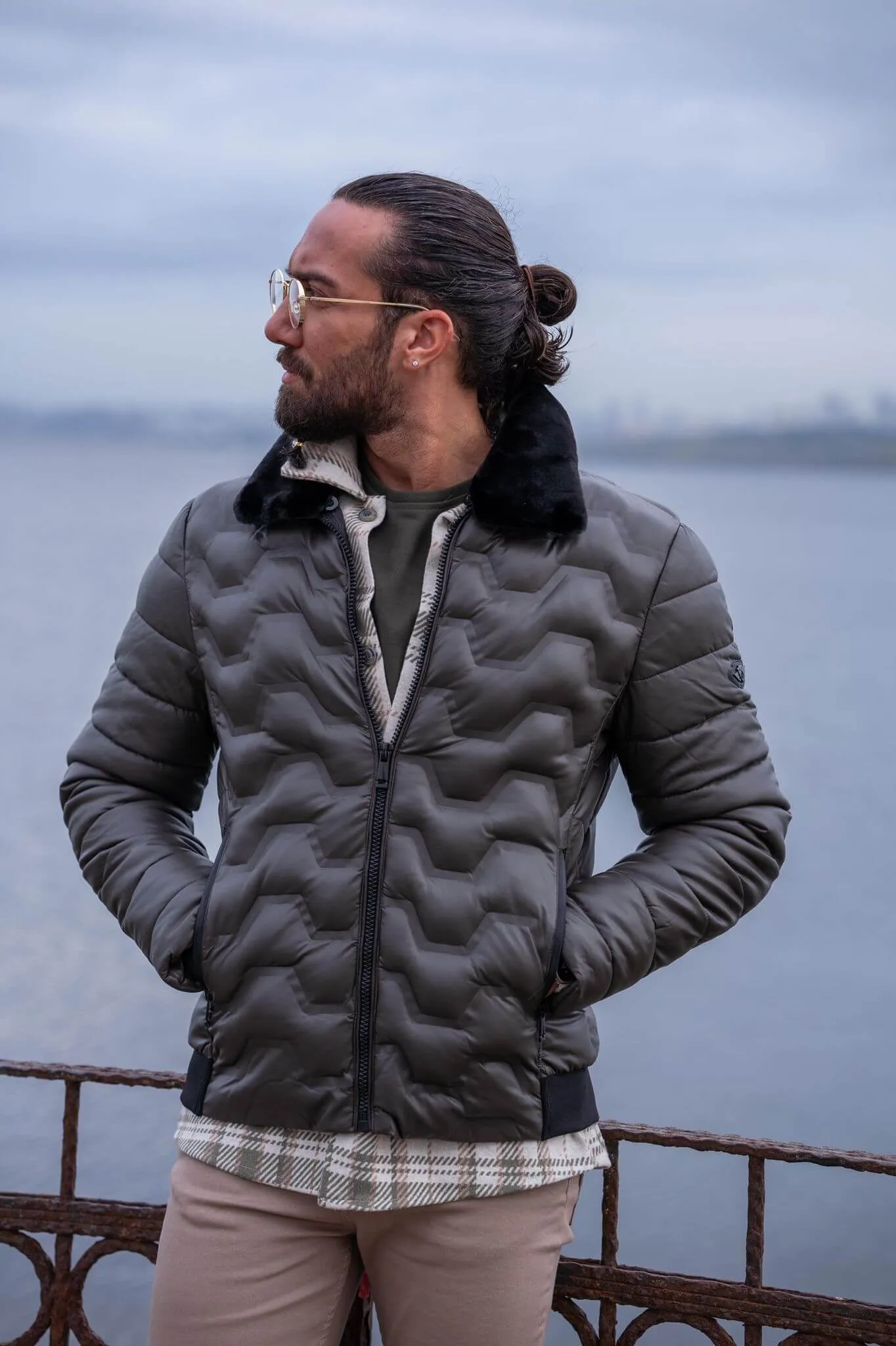 Serengeti Quilted Khaki Bomber Jacket