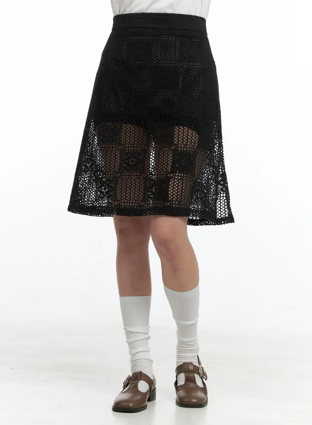 Sheer Patterned Midi Skirt OG412