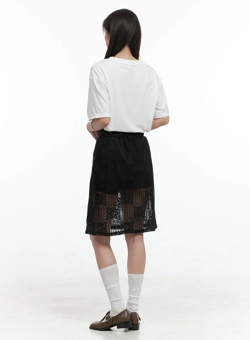 Sheer Patterned Midi Skirt OG412