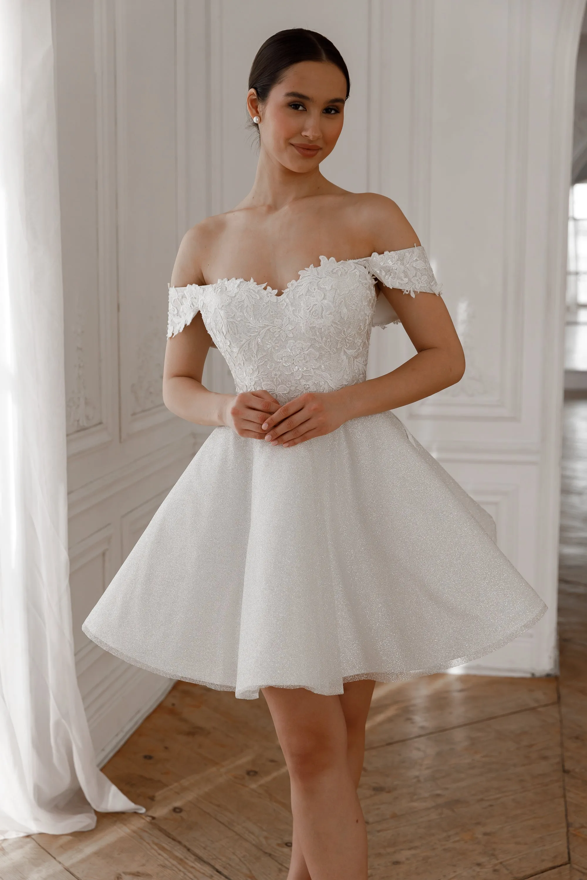 Short Lace Wedding Dress Aditi