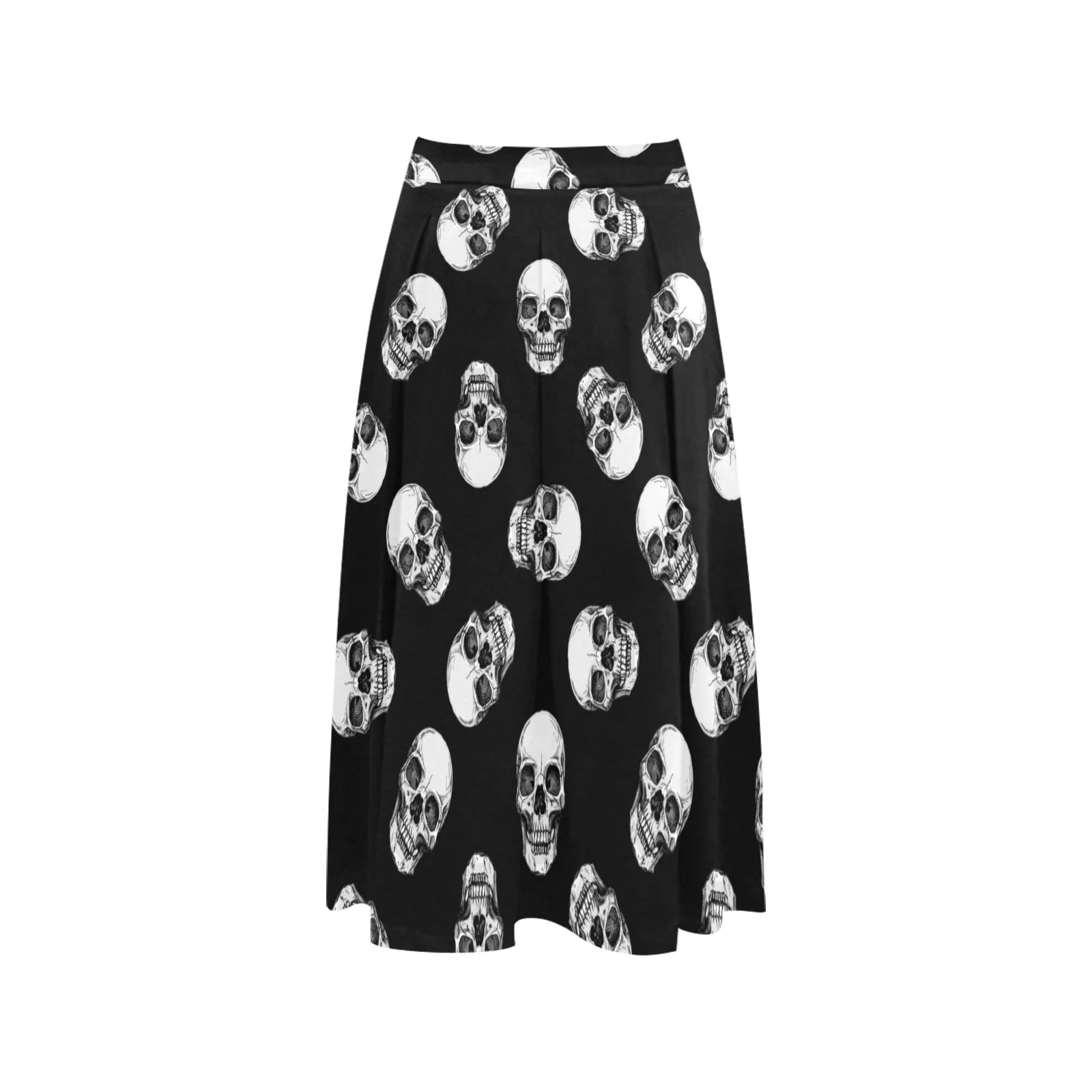 Skull Mnemosyne Women's Crepe Skirt (Model D16)