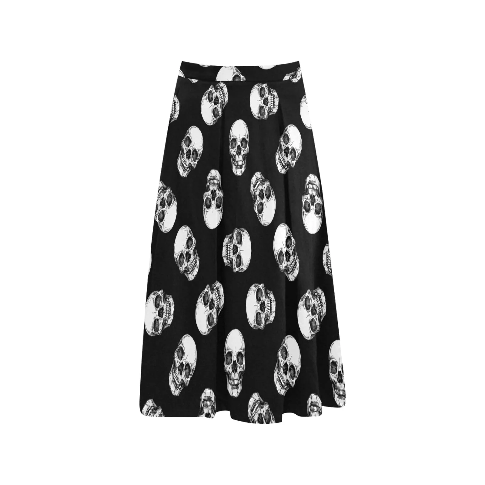 Skull Mnemosyne Women's Crepe Skirt (Model D16)