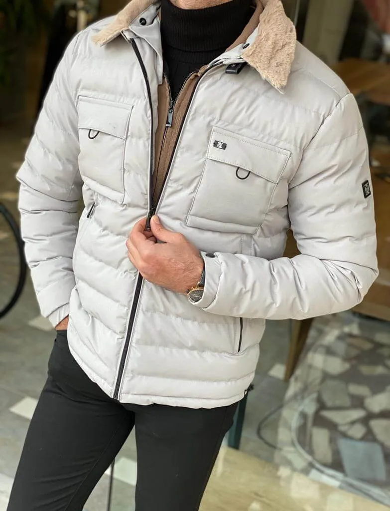 Slim Fit Gray Quilted Coat