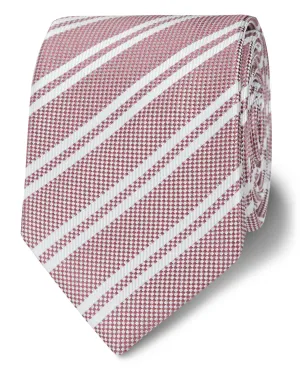 Slim Pink Double Stripe Silk Tie