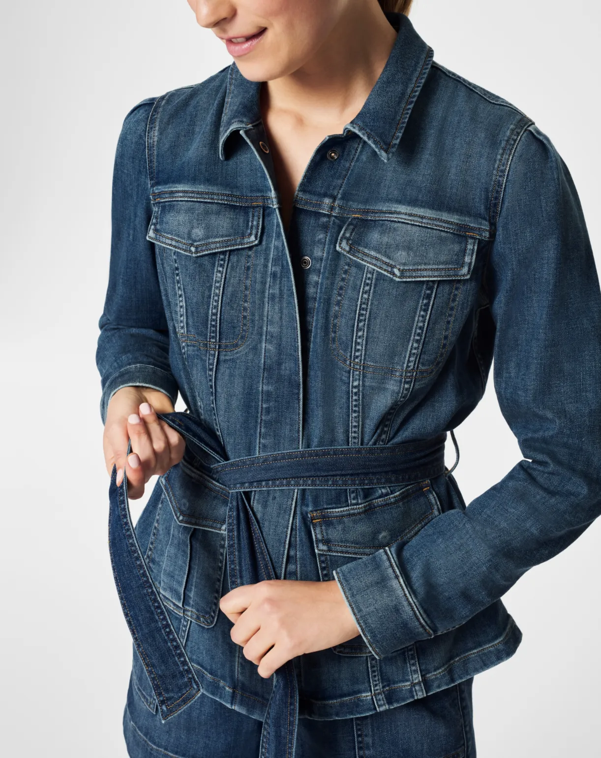 Spanx Summer Denim Shacket Twilight Indigo