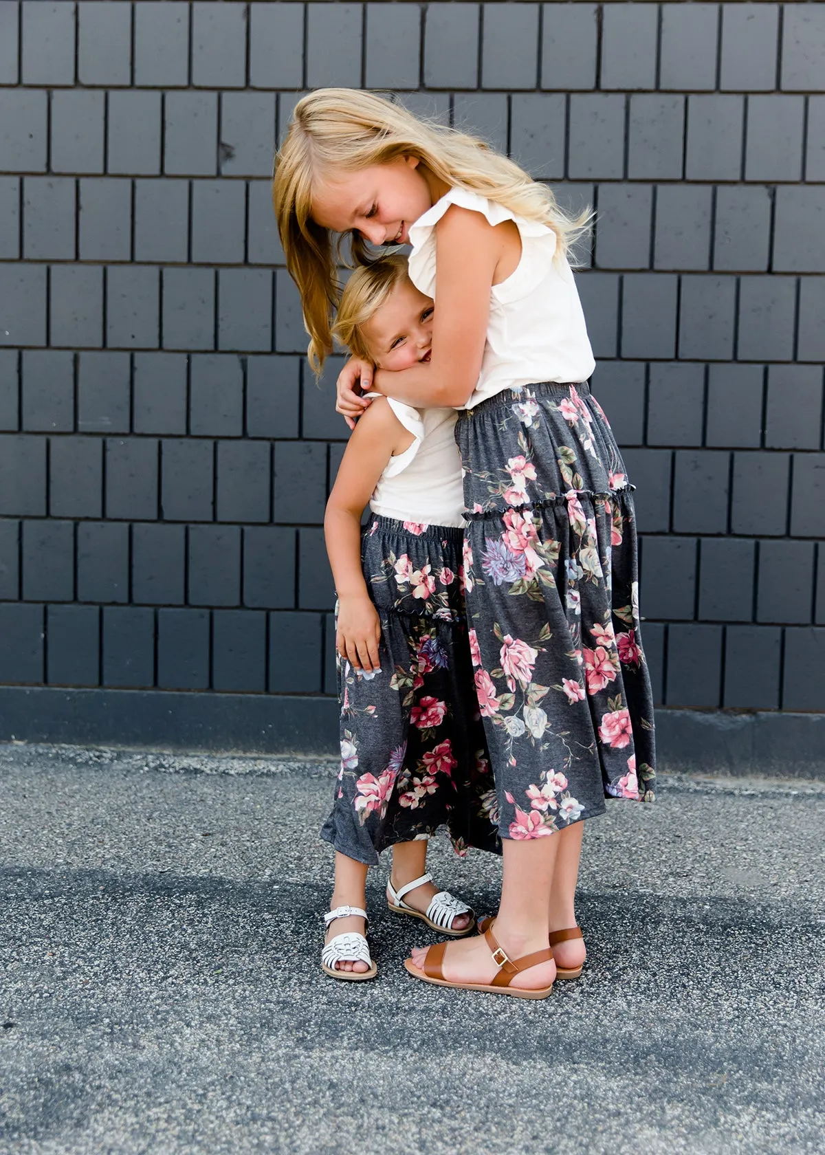 Stretch Floral Midi Skirt