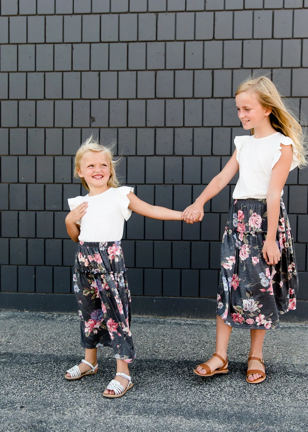 Stretch Floral Midi Skirt