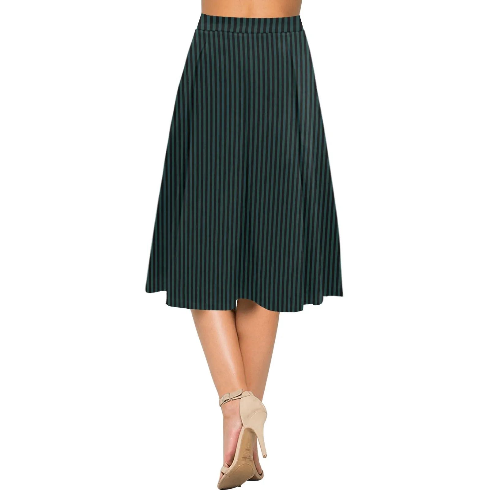 Striped Mnemosyne Women's Crepe Skirt (Model D16)