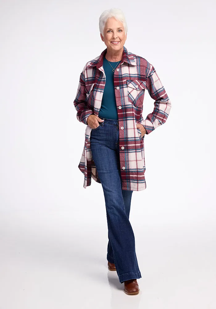 Sutton Shacket - Frozen Cranberry Plaid