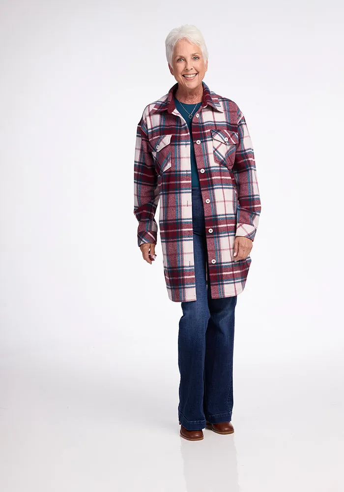 Sutton Shacket - Frozen Cranberry Plaid