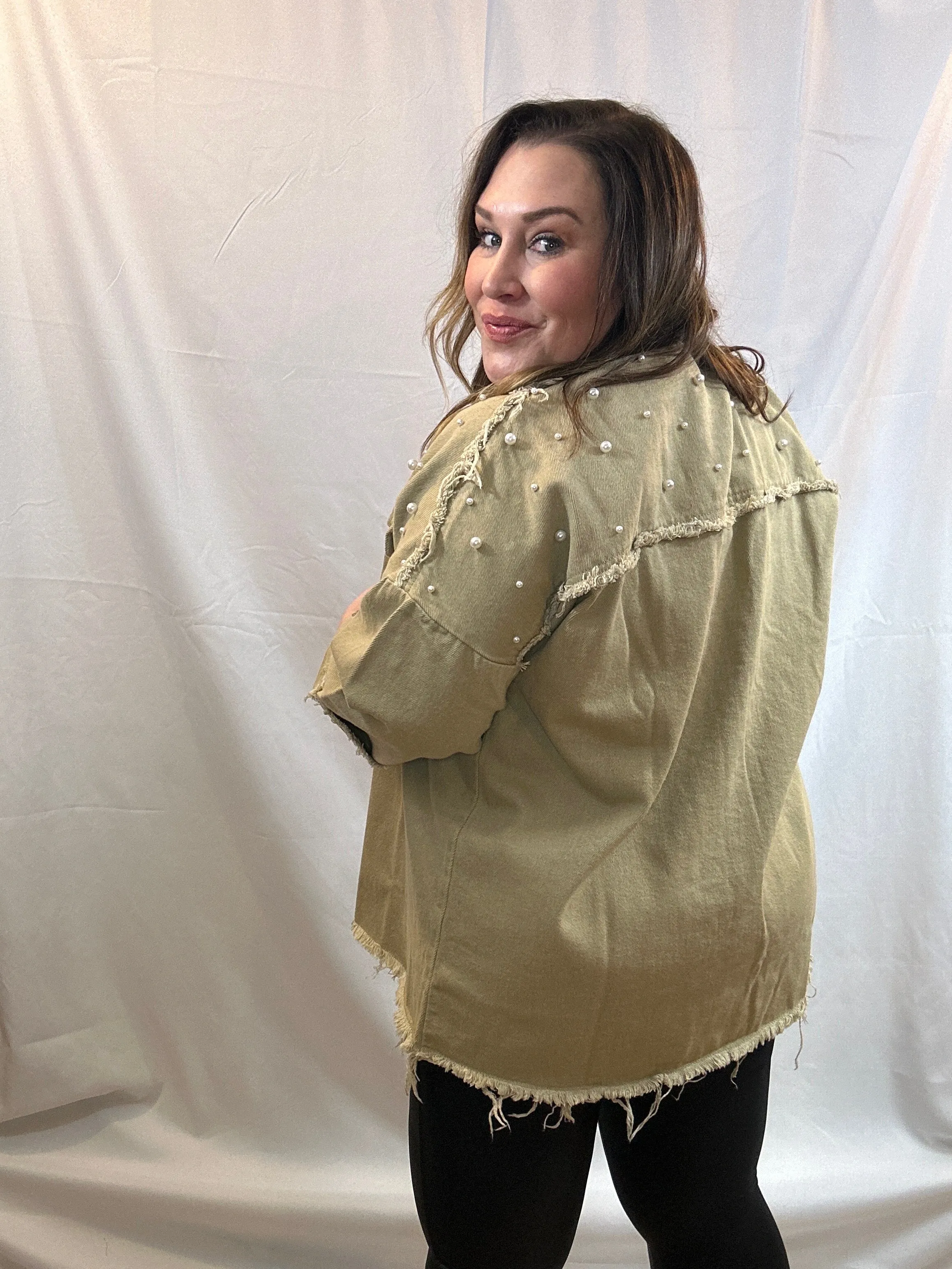 Taupe Pearl Detail Shacket