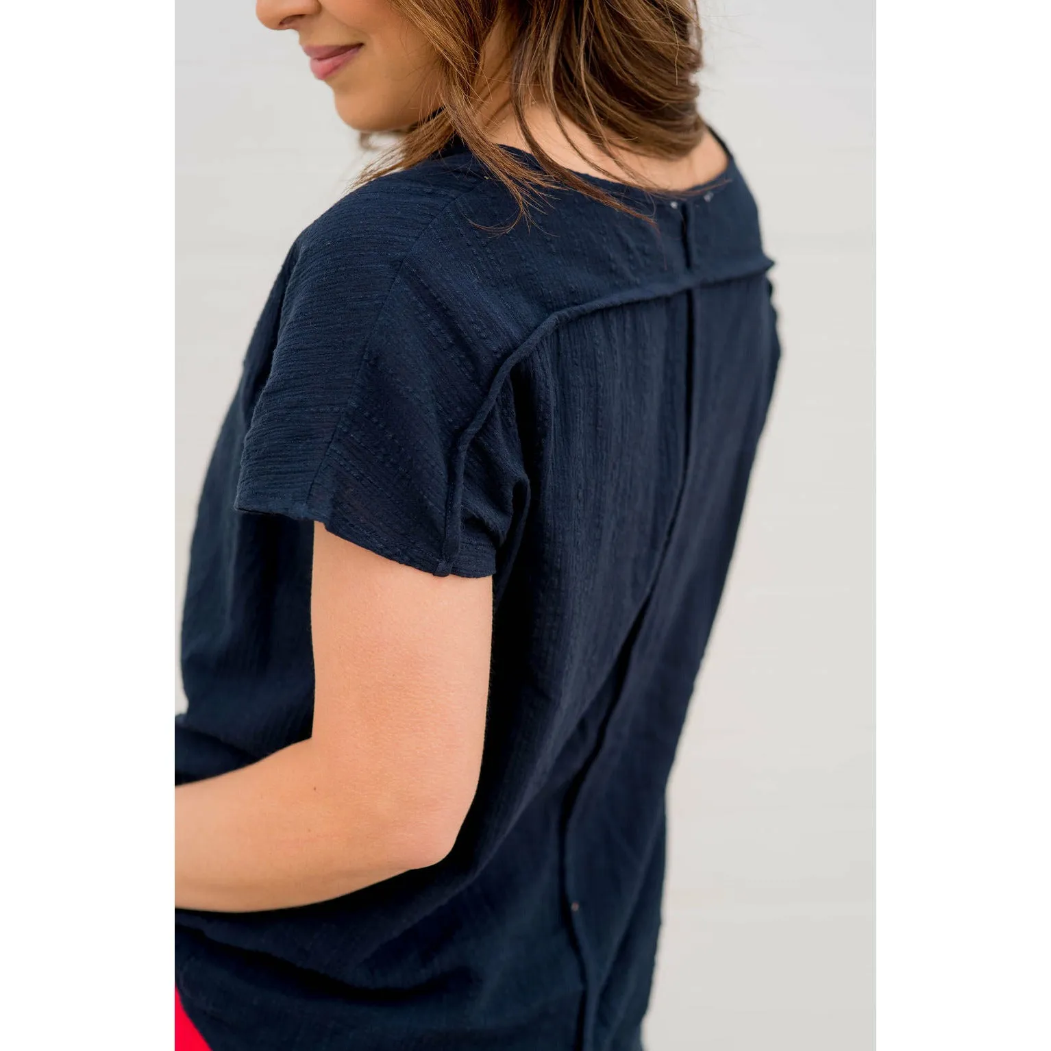 Textured Detailed Back Tee