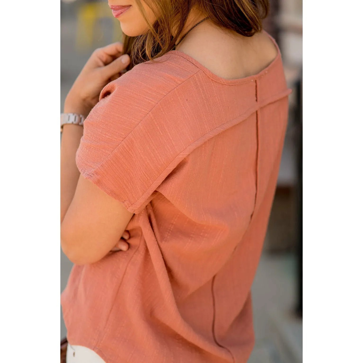 Textured Detailed Back Tee