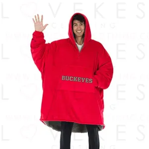 THE COMFY Original Quarter-Zip | Ohio State University Logo & Insignia | Oversized Microfiber & Sherpa Wearable Blanket with Zipper, Seen On Shark Tank, One Size Fits All