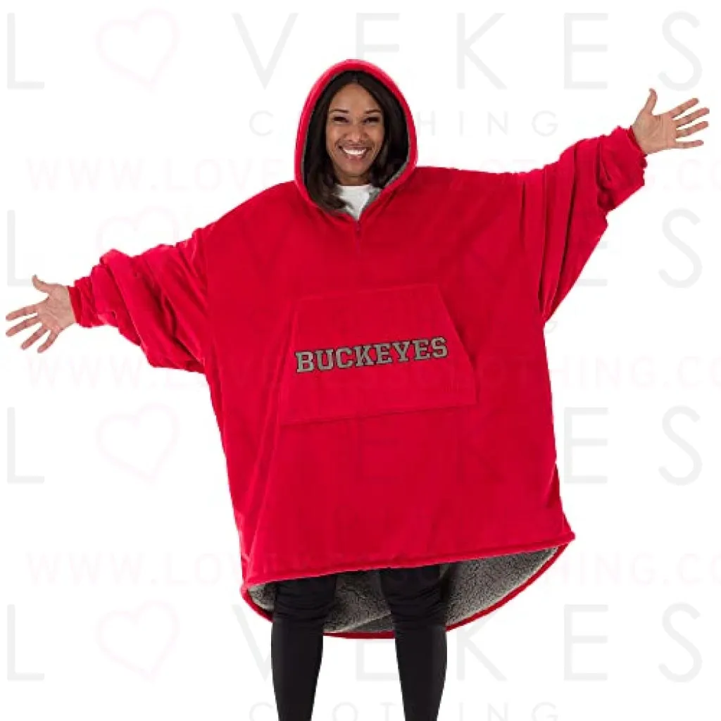 THE COMFY Original Quarter-Zip | Ohio State University Logo & Insignia | Oversized Microfiber & Sherpa Wearable Blanket with Zipper, Seen On Shark Tank, One Size Fits All