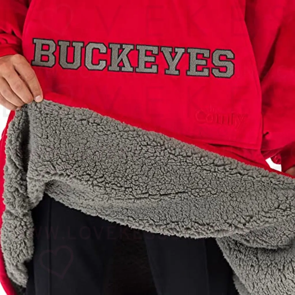 THE COMFY Original Quarter-Zip | Ohio State University Logo & Insignia | Oversized Microfiber & Sherpa Wearable Blanket with Zipper, Seen On Shark Tank, One Size Fits All