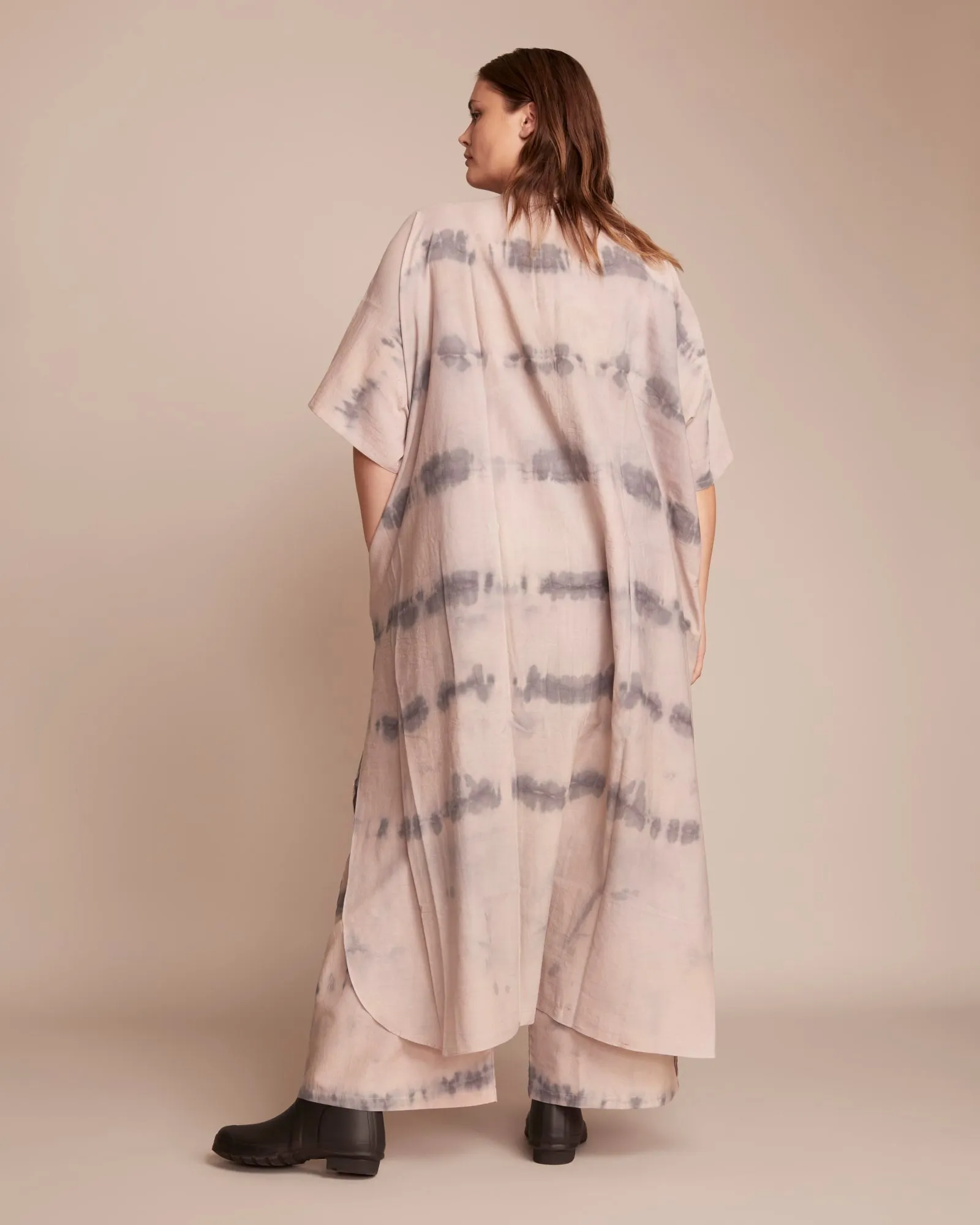 Tie-Dye Kaftan Maxi | Taupe / Charcoal Grey