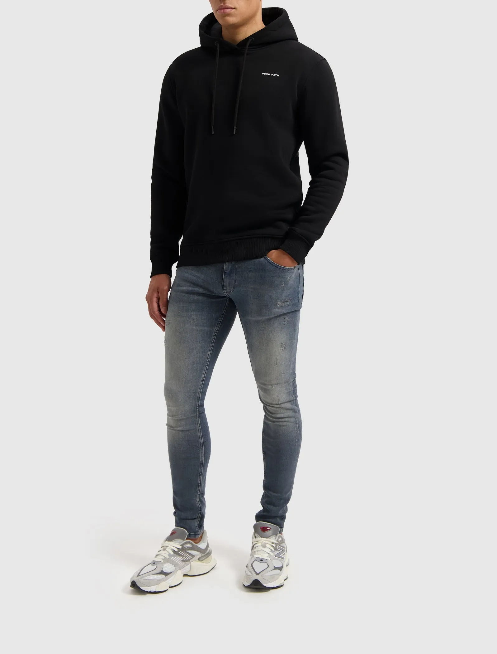 Tonal Floral Back Print Hoodie | Black