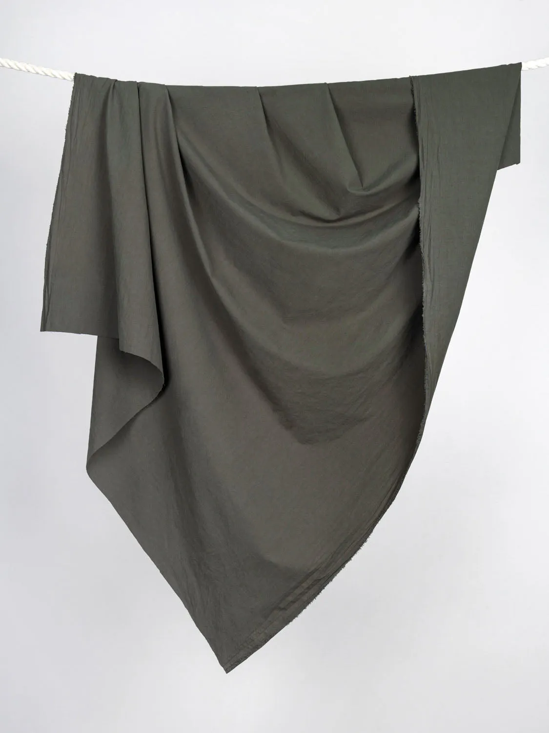 Tumbled Non Stretch Cotton - Khaki Green