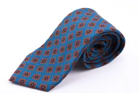 Turquoise Patterned Wool Challis Tie