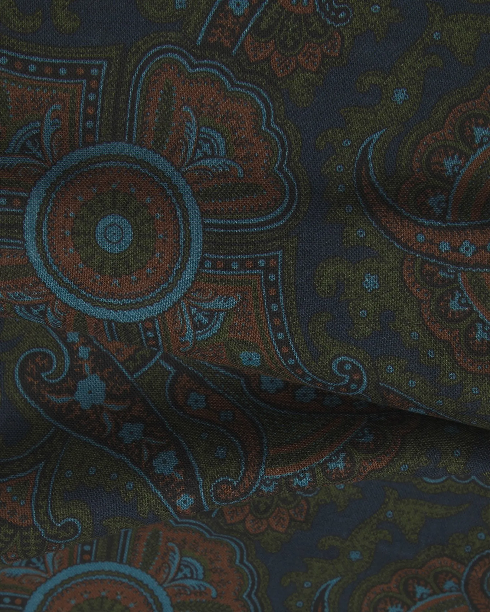 UK Wool and Silk Scarf - Paisley in Navy